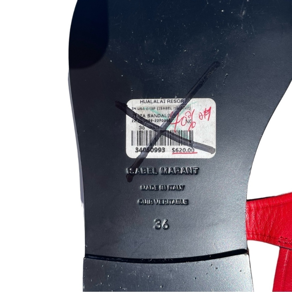 Isabel Marant Jizza Leather Sandals gold buckle red women’s 6 EUR 36 NEW - Picture 12 of 13